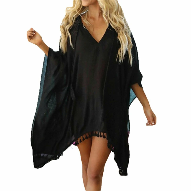 Fashion Bikini Cover Up Summer Women Beach Tunic Wear Sarongs For Women Pareo Coverup Swimsuit Solid Color Dresses Blouses