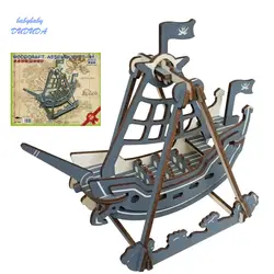 3D Пиратская лодка модель мини-деревянные головоломки по дереву строительный комплект корабль деревянная модель головоломка обучающий