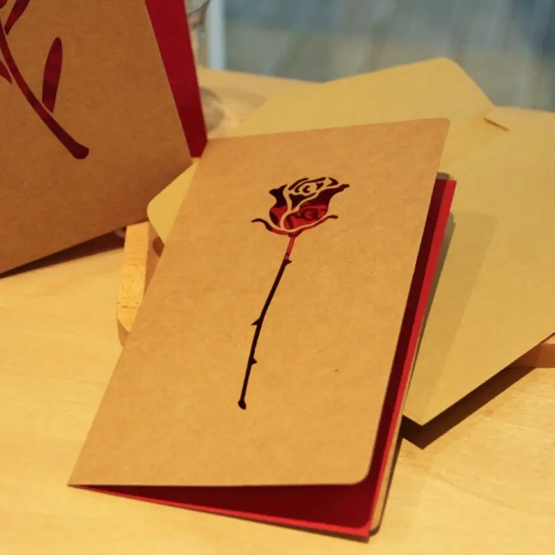 Happy Birthday Gifts Vintage Post Card Envelope Paper Origami Greeting Kawaii Handmade Valentine Day Laser Cut Dropshipping|Открытки и