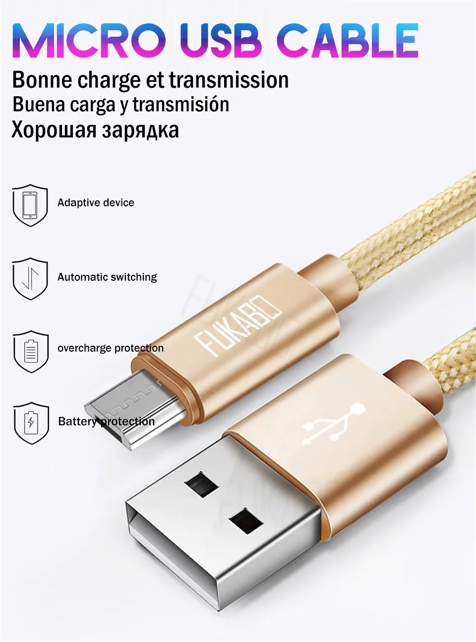 Micro USB 2.4A нейлоновый кабель для huawei Honor 8X10 Nova 3i Xiaomi Redmi Note 4X6 Pro 6A samsung Galaxy шнур для зарядки и передачи данных