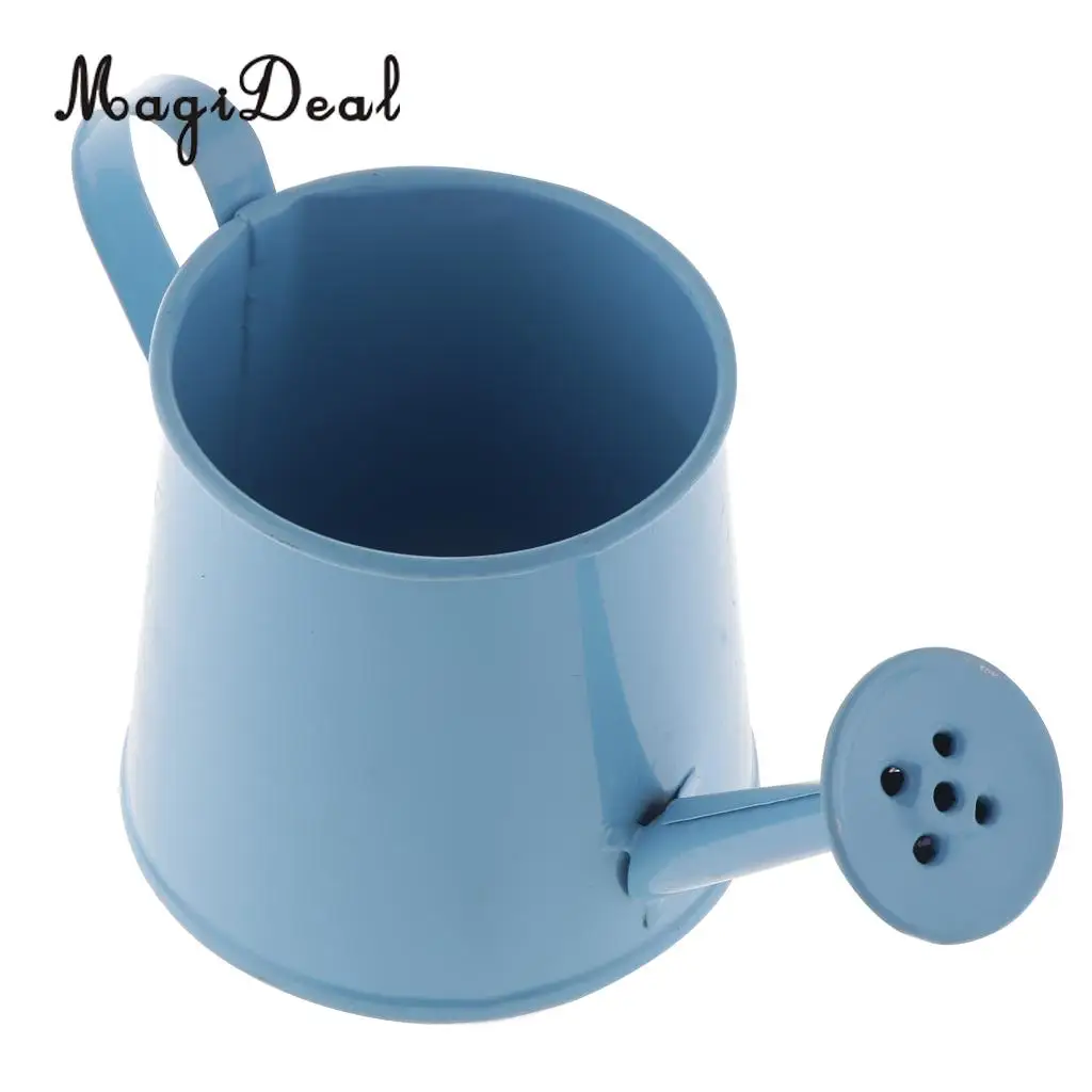 Pastoral Style Colorful Tin Flower Pot Mini Bonsai Watering Can Pot Succulent Plants Vase Decor