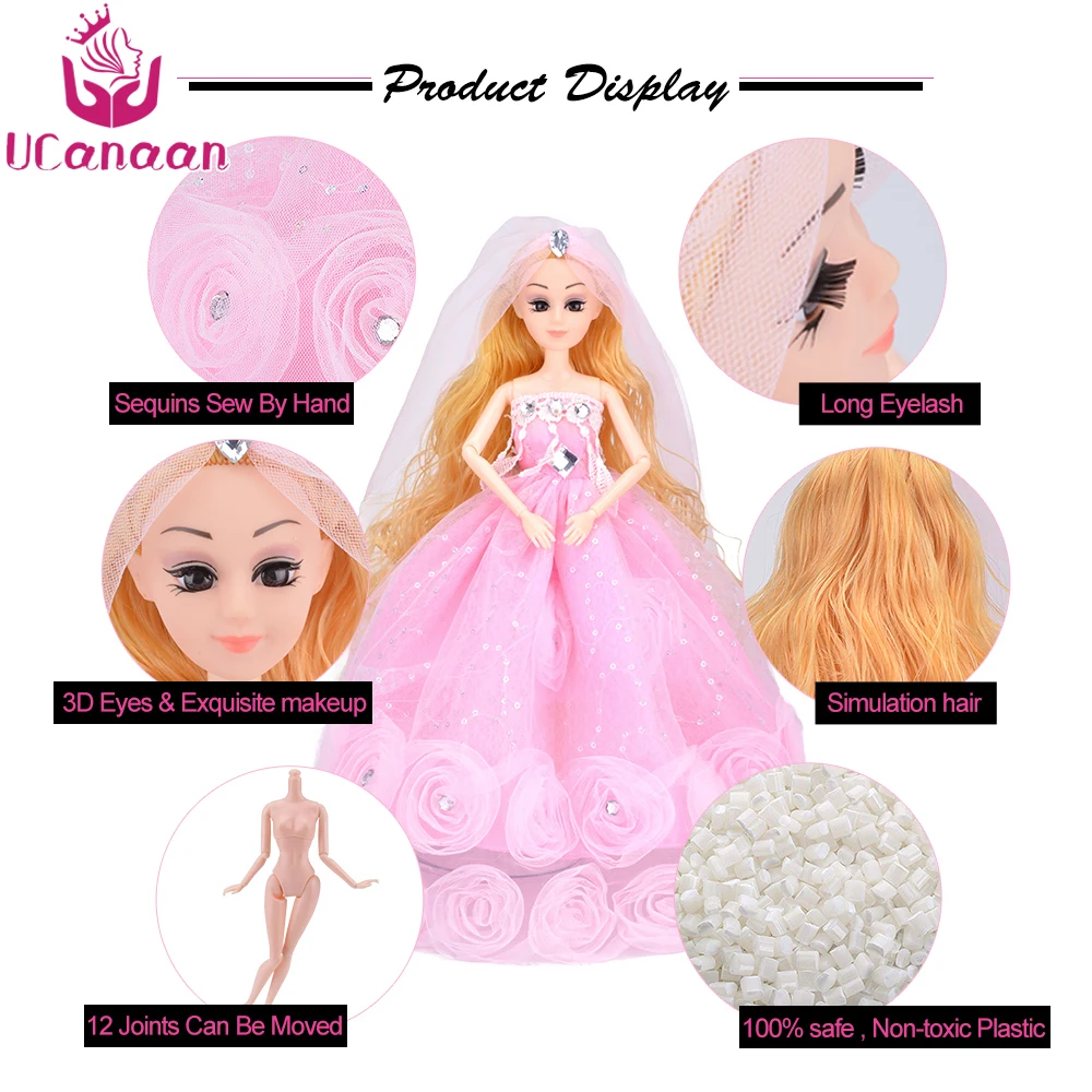 UCanaan DIY Dressup игрушки для девочек набор кукла принцессы детей подвижное шарнирное