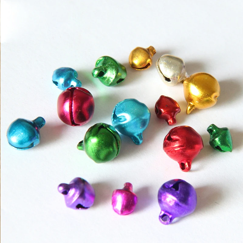 100PCS 10MM Small Bells Christmas Tree Ornaments Pendants Beads Party Decor DIY 