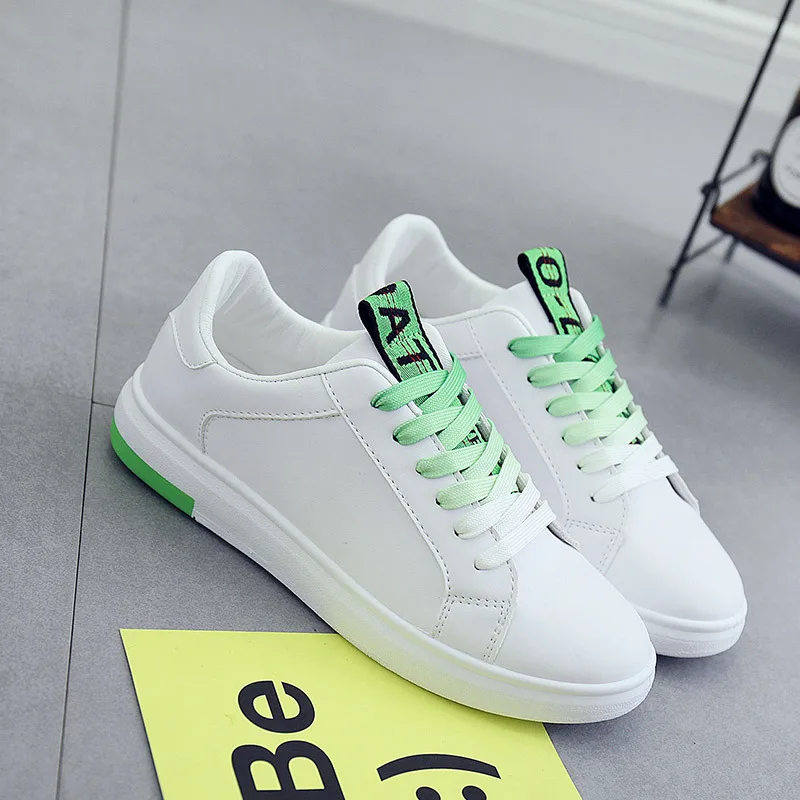 

spring autumn woman running shoes white fashion Breathable Flat sneakers woman Colored shoelace Jogging Walking woman shoe K2-50