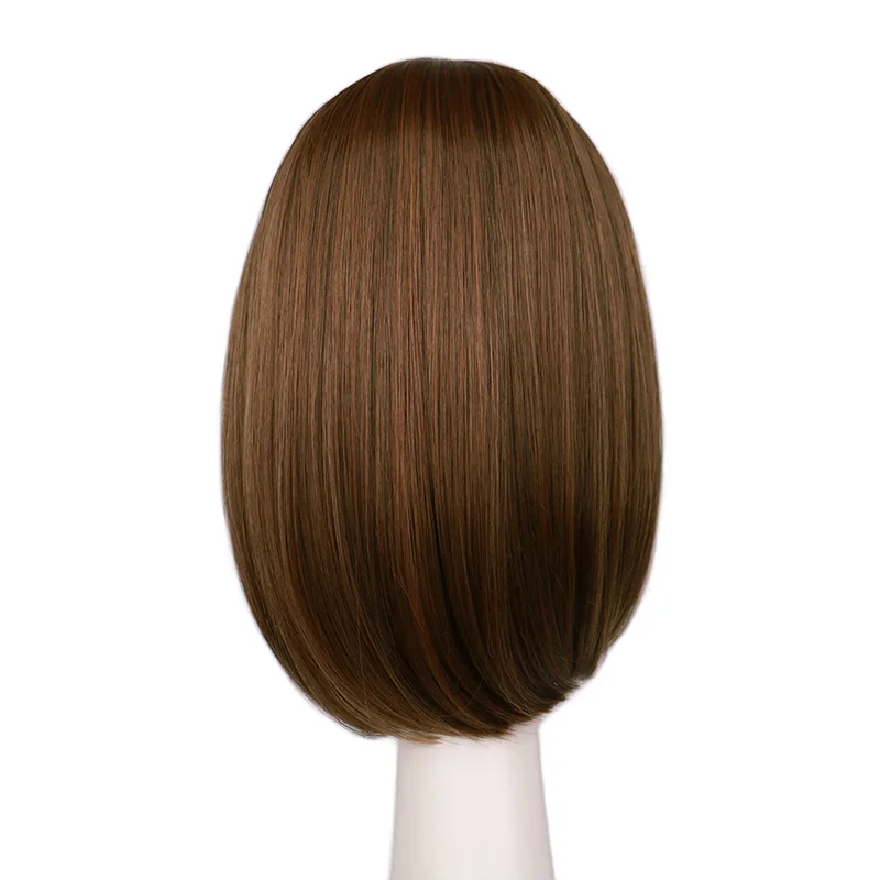 QQXCAIW для женщин и девочек короткий боб прямой косплей парик костюм Вечерние Розовые 40 см синтетические волосы парики - Цвет: light brown