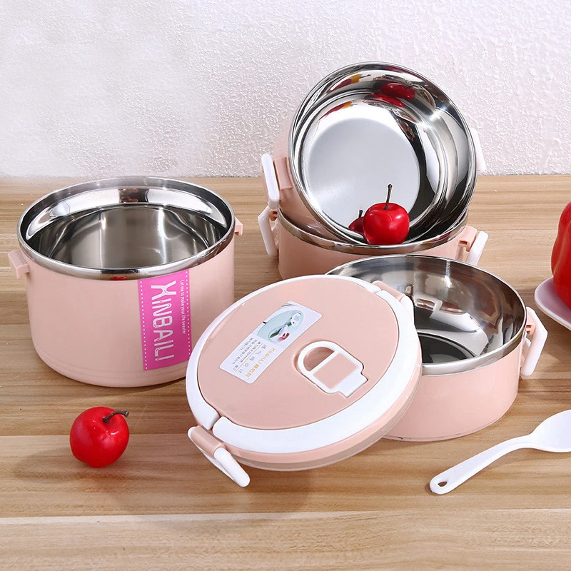 1-4 Layer Portable Stainless Steel Lunch Box Food Container Dinnerware Set Thermo Insulated Lunchbox Plastic Bento Box Leakproof
