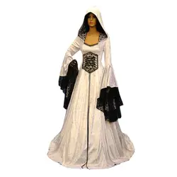 Новое поступление Ренессанс средневековый костюм Принцесса Boho платье в викторианском стиле Для женщин Винтаж платье с капюшоном