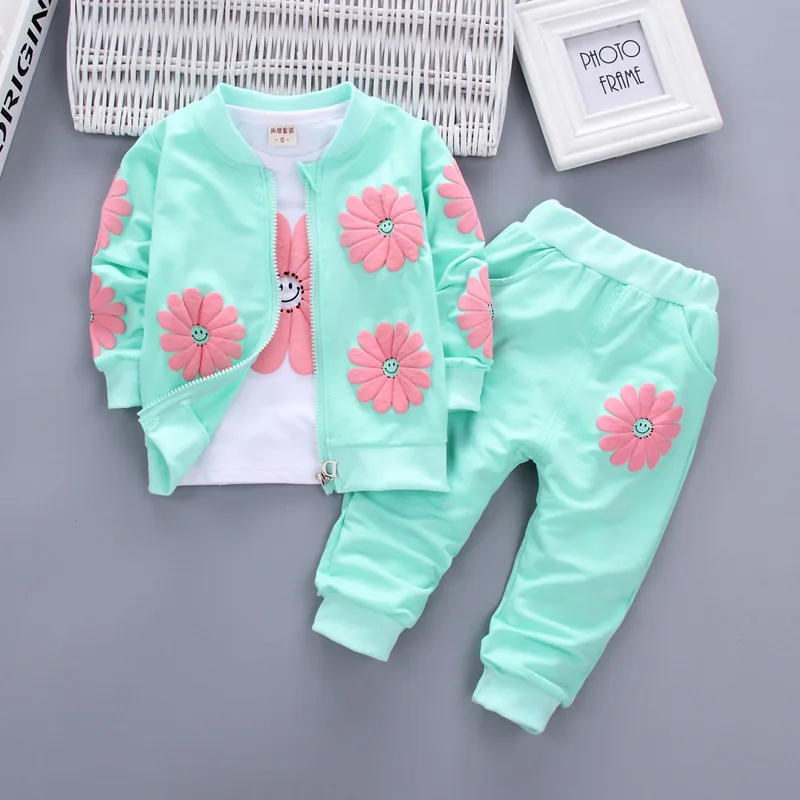 BibiCola baby girls clothing set  children tracksuits for girls kids casual sport suits spring autumn girls clothing set 