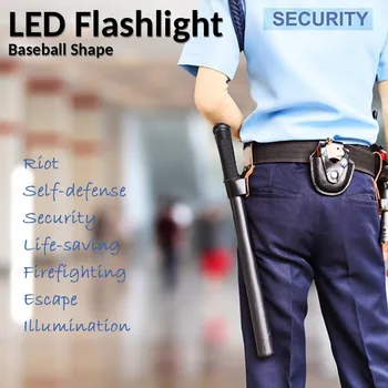 

Baseball Bat LED Tactical Flashlight T6 3 Mode Safety Long Flashlight Torch for Emergency or Self-defense3*AA/18650 battery