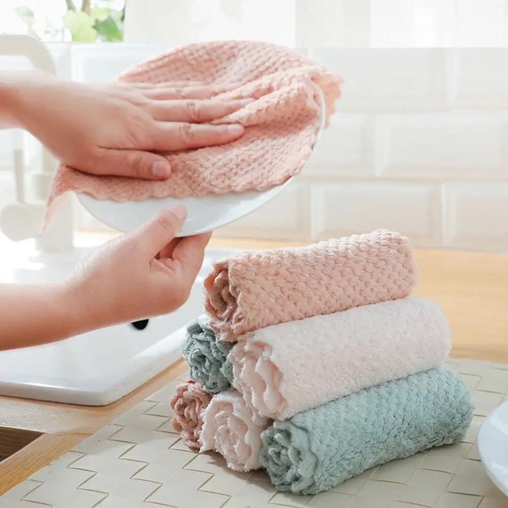 Water Absorbent Washing Dish Plate Cloth Towel Rag Kitchen Cleaning