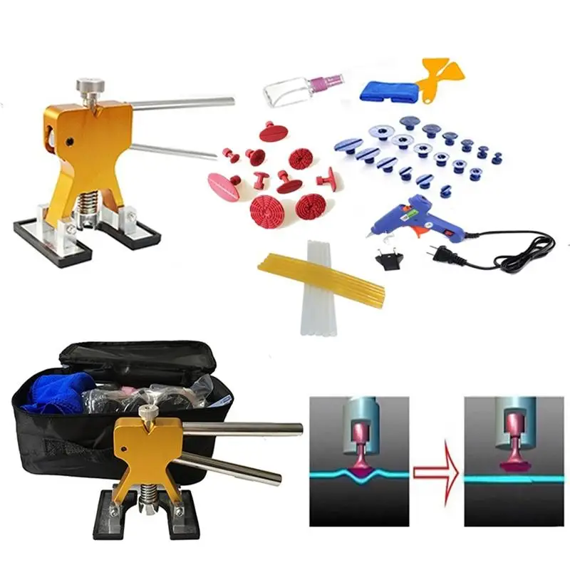 

44PCS/Set Tool Kit Multi Function Pit Repair Durable Dent Puller Car Body Repair Tool For Truck Car With US Plug