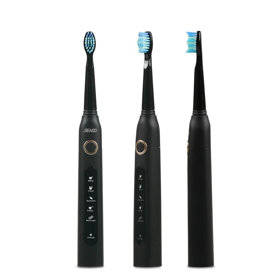 Escova de Dentes Titular com 3pcs Seago Sonic Amigável Elétrica Recarregável Cabeças Dupont Cerda Macia Eco 3 High Quality Eletrodomésticos