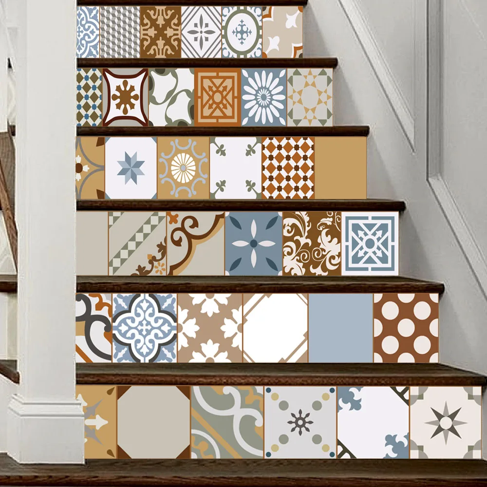 6 unids/set 18 cm x 100 cm estilo de personalidad cerámica escaleras decoración 3D arte pegatinas de pared Decoración para el hogar mural lt031