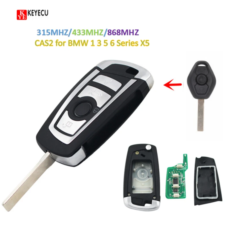 

KEYECU CAS2 Modified Floding Remote Key 4Button ID7944Chip 315MHZ/433MHZ/868MHz for BMW 3 5 6 7 X3 X5 Z3 Z4 Z8 Series HU92 Blade