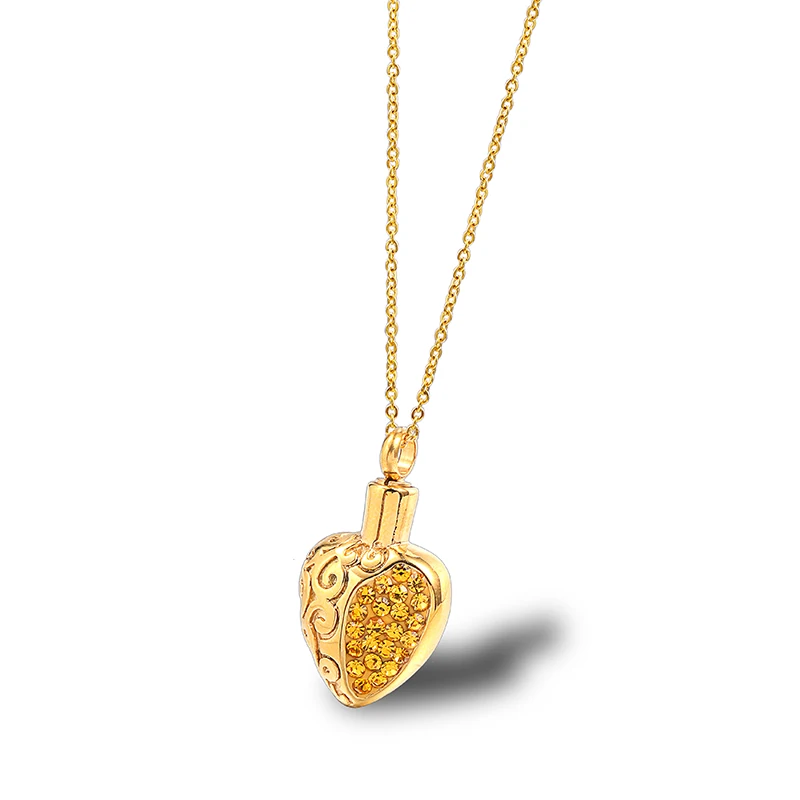 

Urn Necklaces for Ashes Gold Crystal Always in My Heart Cremation Pendant Necklace Memorial Jewelry for Mothers Day