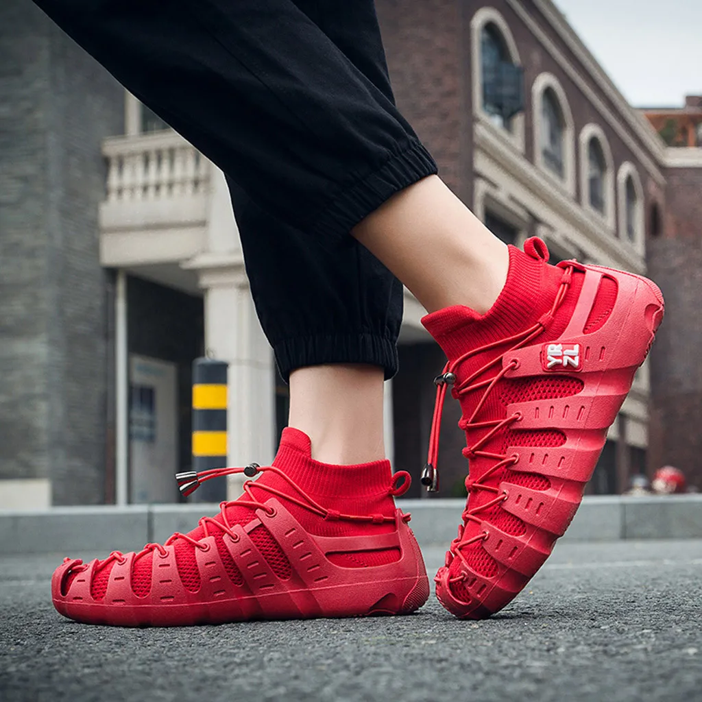 

Sneakers Women Mesh Socks Solid Flat Platform Breathing Harajuku Style Fabric Knited Spring Autumn Wedges Shoes For Women