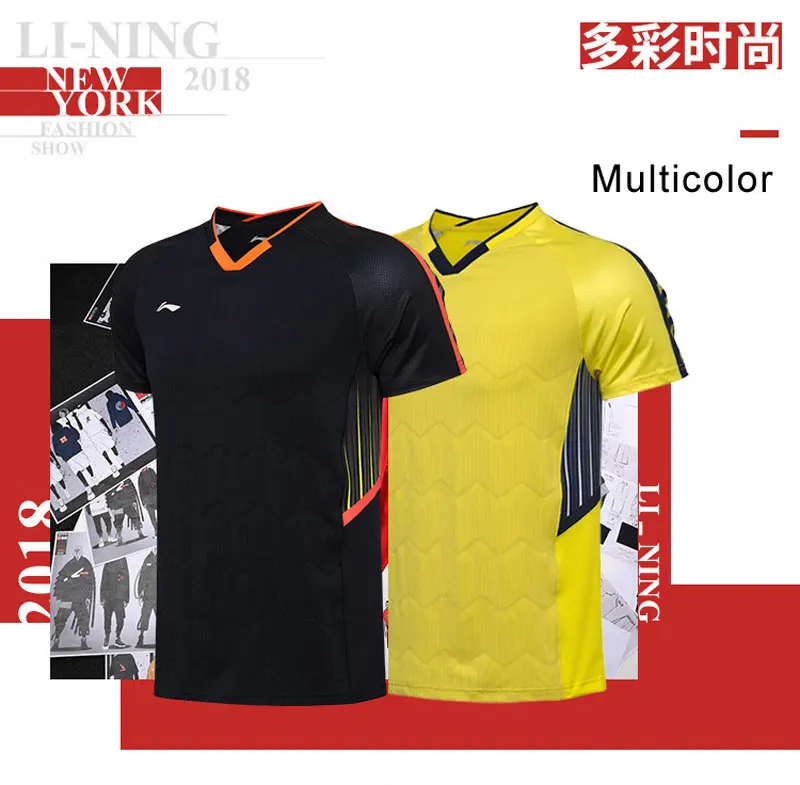 Распродажа) Li-Ning Мужская соревновательная футболка для бадминтона модель футболка на сухой дышащей обычной подкладе спортивные рубашки AAYN003 MTS2780