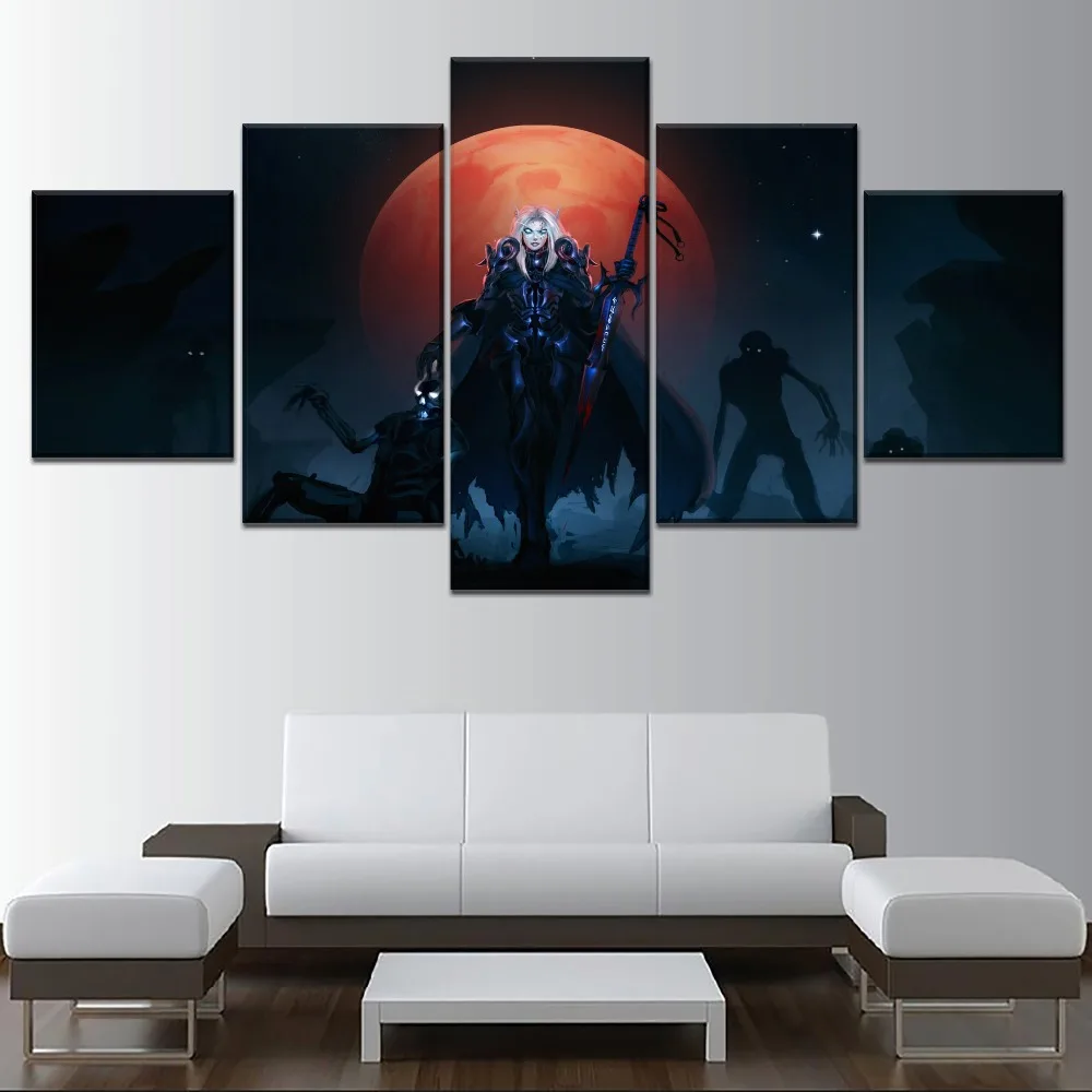 

Full Moon World of Knight 5 Piece Canvas Printing Type Moular Picture Modern Home Decorative Wall Artwork Poster Framework