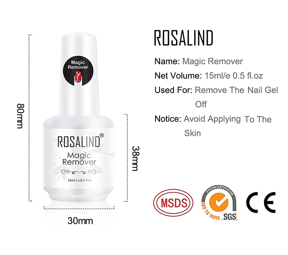 ROSALIN Nail Gel Polish Magic Remover for Manicure Fast Clean Within 2-3 MINS Gel Nail Polish Remove Base Top Coat nail polish remover,nail gel remover