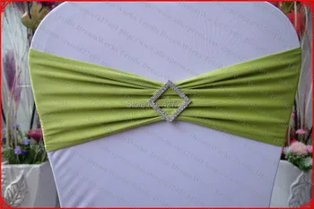 

Olive Green Single Layer Spandex/Lycra/Expand Bands/Covers With Rhombic Diamond Buckle&Pin For Wedding Party Banquet Decorations