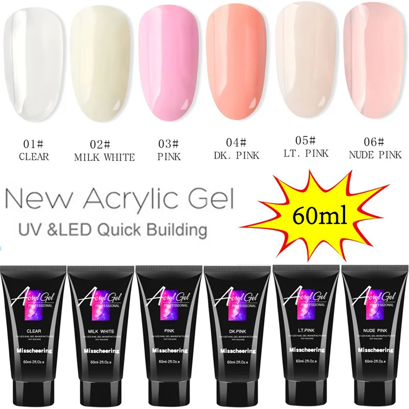 60ml Crystal Extend UV Nail Gel Extension Builder Led Poly Nail Gel Nail Art Gel Lacquer Jelly Acrylic Builder UV Nail Poly Gel