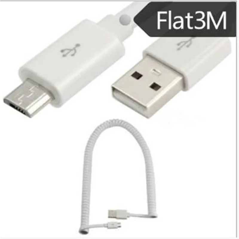 

USB data charging cable flat USB micro usb telescopic data line mobile phone spring charging cable 3 meters for Android Samsung