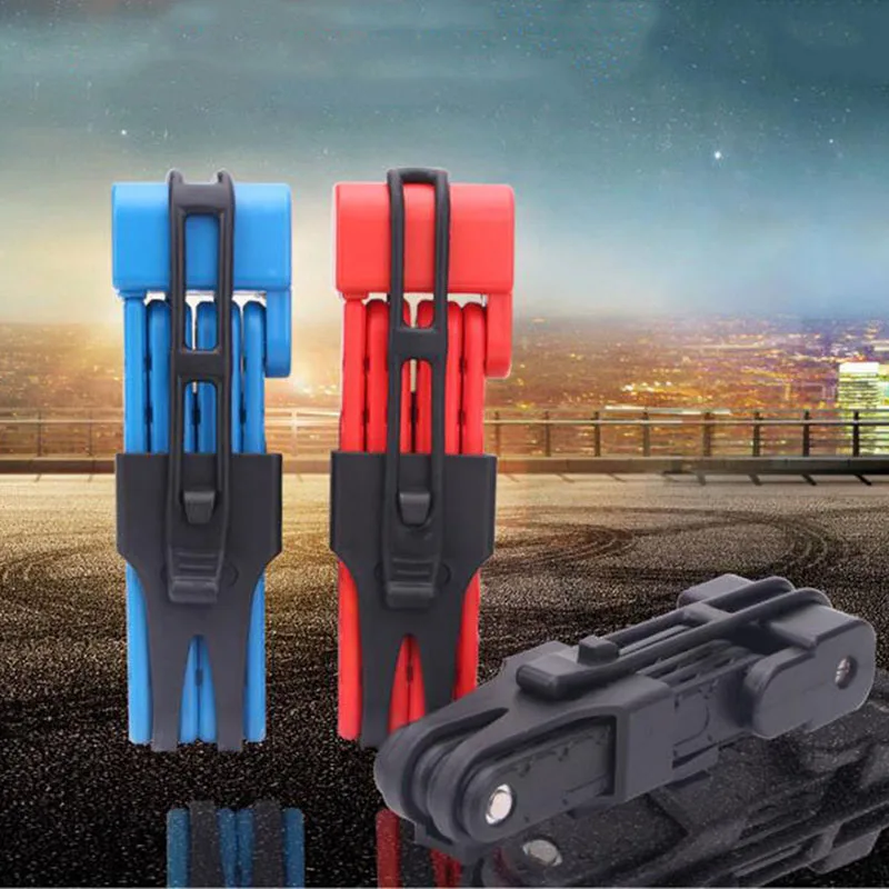 

Folding Bicycle Lock Steel Portable Bike Lock Security Cable Locks Anti-Theft Combination Mountain Bike Riding Tool