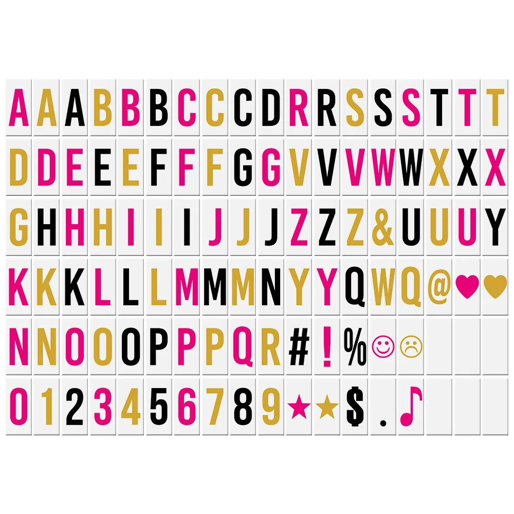 

102pcs Colorful Interchangeable Letters Numbers Symbols Characters Cards Free Combination for DIY LED Cinema Light Box Mes Board