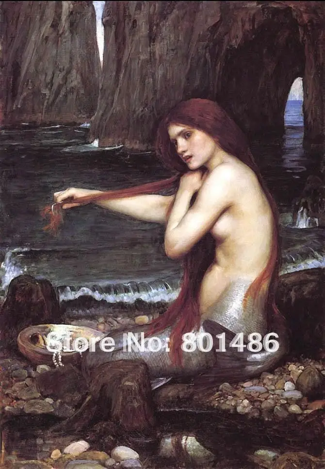 

John William Waterhouse a Mermaid Reproduction of The Hand Paint Oil Painting on Canvas 1901 Canvas Art For Home Living Decor