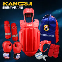 2016 Newhot Боевые искусства Санда Protector set 8 шт. Санда конкуренции оборудования для тренировок красные, синие