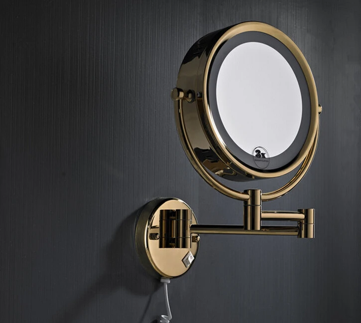 Free Shipping High Quality Solid Brass Gold Bathroom Led Cosmetic