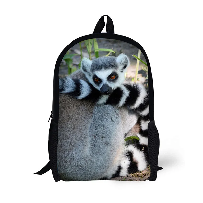 Школьный рюкзак для детей креативный классический с принтом Lemur animal школьников и