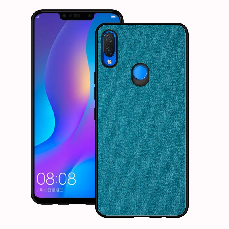 

Luxury Denim Leather Canvas Case For Huawei Nova 3 3i Phone Business Cloth Soft Back Cover Huawei Nova 3 Cases Nova3 Nova3i On i