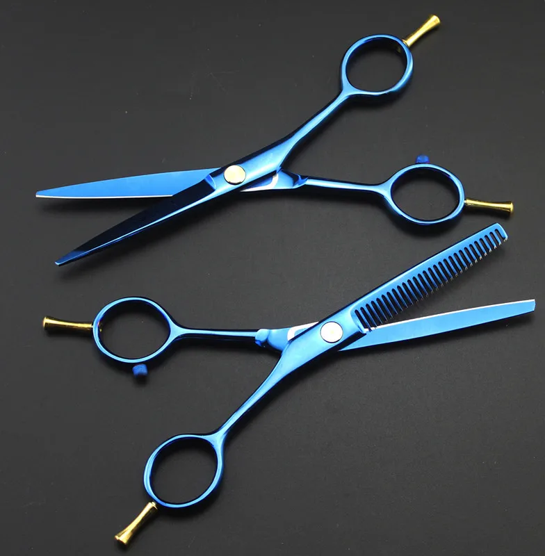 professional 5.5 inch Two tailed scissor blue thinning scisors cutting