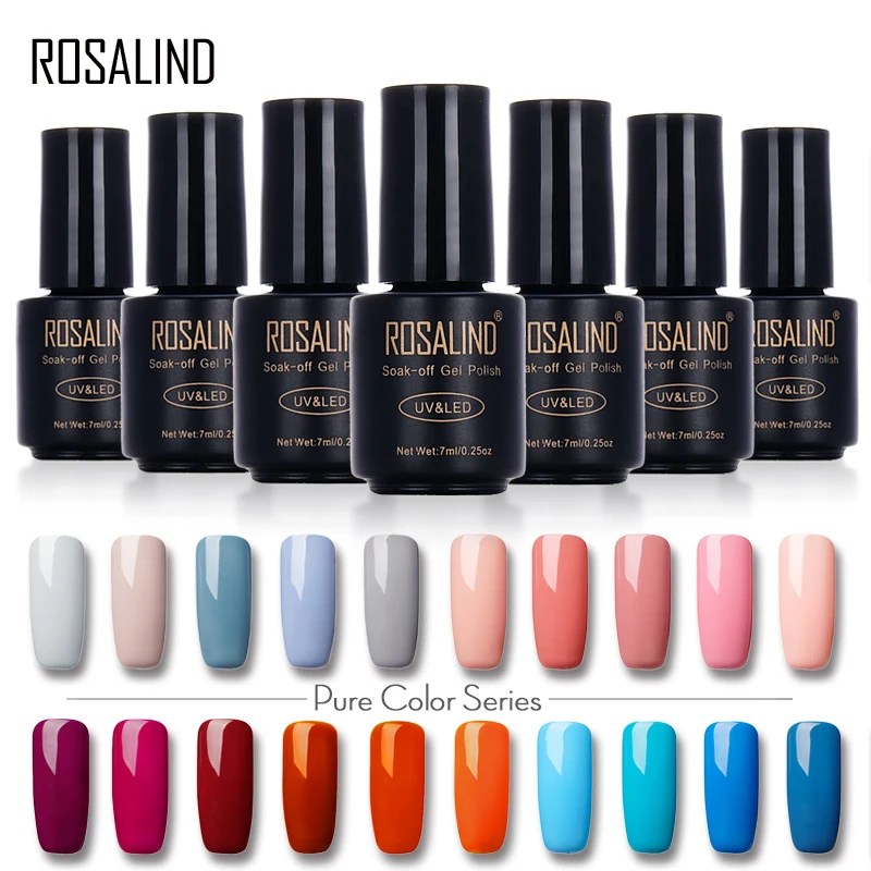 

ROSALIND 7ML Nail Polish Nude Gray Red Pure Color Gel Varnishes For Nail Art Semi Permanent UV Soak Off Gel Lacquer Manicure