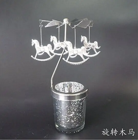 

Candlesticks Rotating Romantic Rotation Spinning Carrousel Tea Light Candle Holder Christmas Tree Deer Lighting Home Decor Gift