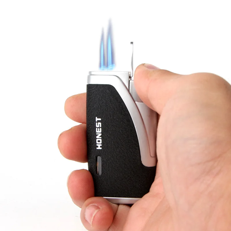 

Windproof Lighter Double Torch Jet Flame Refillable Inflatable Flame Cigar Lighter Cigarette Lighter Gas Torch Lighter No Gas