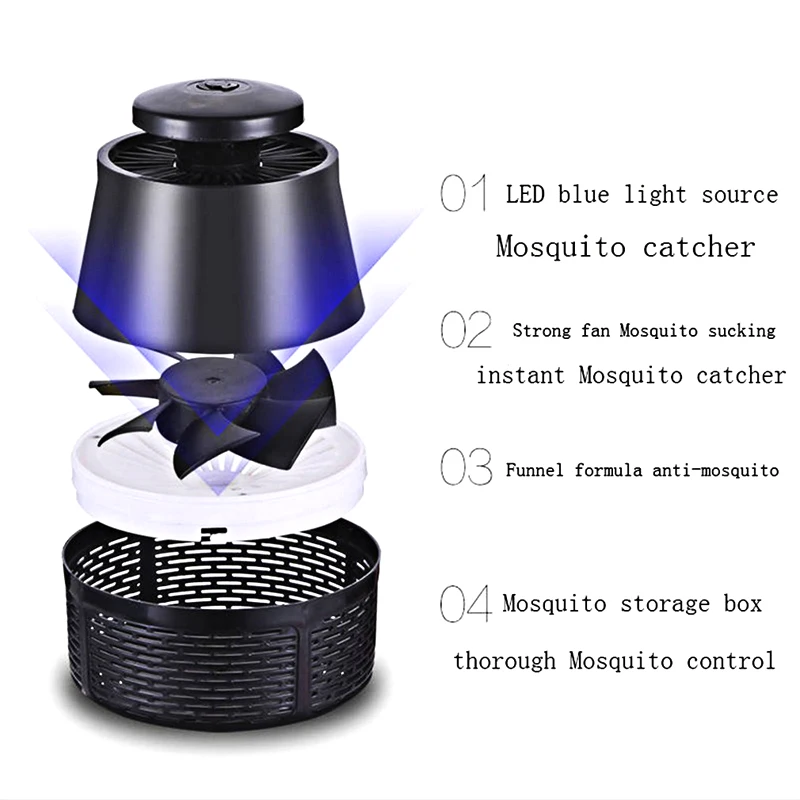 Mosquito Убийца лампы Ловушка Mute безызлучательной USB Электрический фотокаталитический УФ-ночник анти-москитные лампа репелленты вдыхании