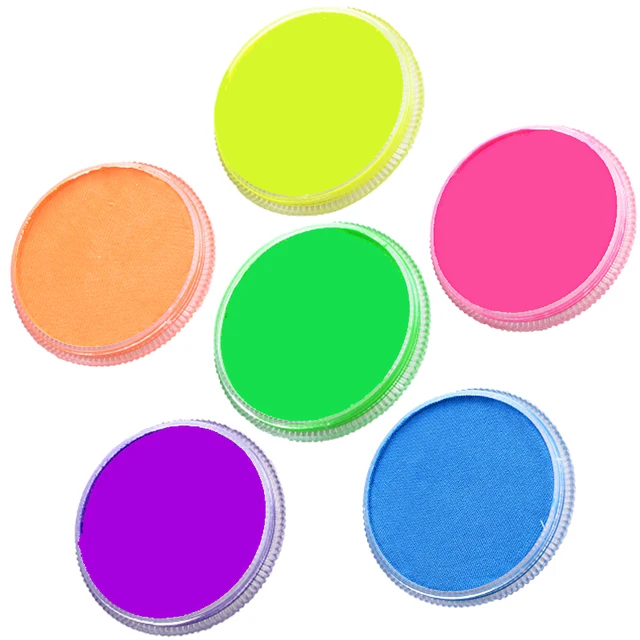 6 Colors Neon Body Paint Face Painting Drawing Pigment 30g 6 Colors Neon Body Paint Face Painting Drawing Pigment 30g Water Based Makeup Purple Green Yellow Uv Glow