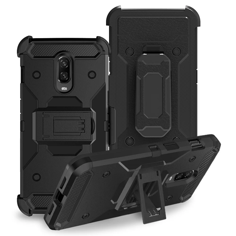 

Case For Oneplus 6T Heavy Duty Tank Hybrid Rugged Case With Belt Clip Holster Back Kickstand Anti Drop Hard Cover For Oneplus 6T