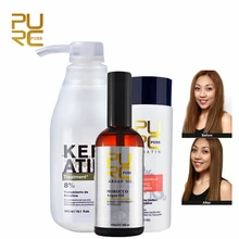 PURC 8% Формалин Бразильский кератин Лечение Очищающий шампунь и марокканское Аргановое Масло Набор глубокое питание восстановление Уход за волосами