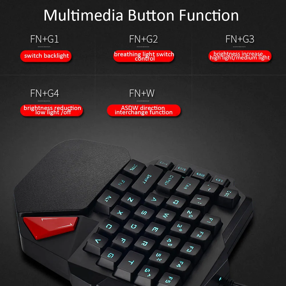 Игровая клавиатура, мини-клавиатура, колпачки для механической клавиатуры K108 для ноутбука, мини-ПК, геймера, маленькие клавиатуры с одной рукой