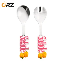 ORZ Creative Salad Tableware Set Fruit Vegetable Ice Cream Dinnerware Resin Handle Fork Scoop Travel Kids Adult Cutlery Gift