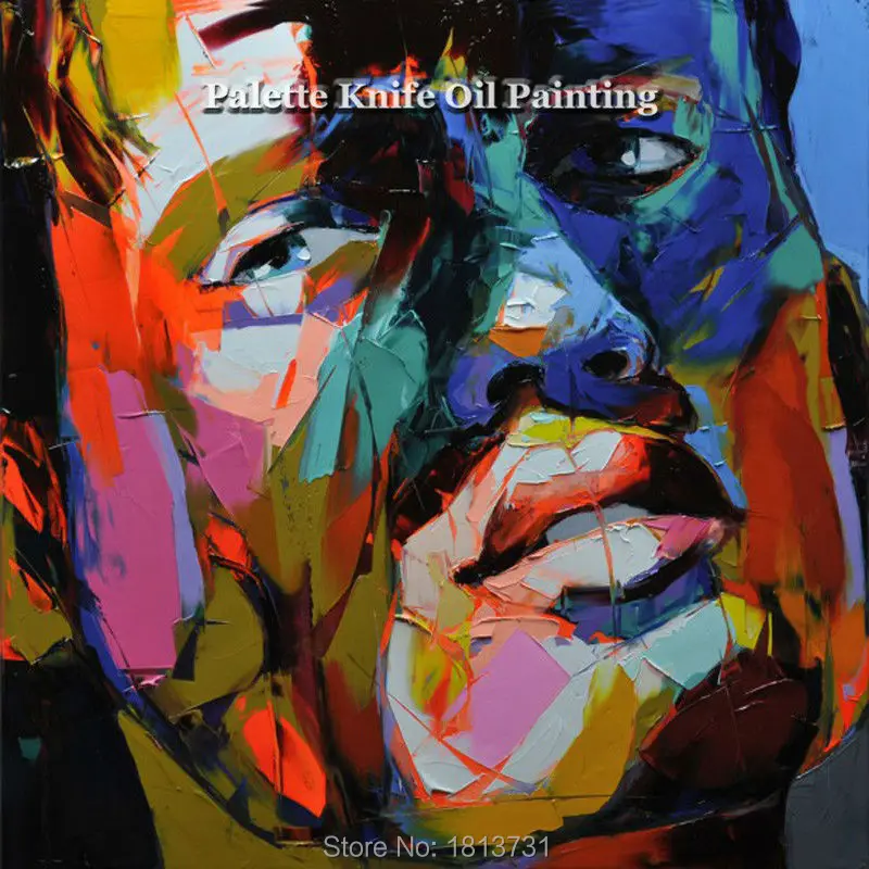 

Hand painted Francoise Nielly Palette knife portrait Face Oil painting Character figure canva wall Art picture12-28