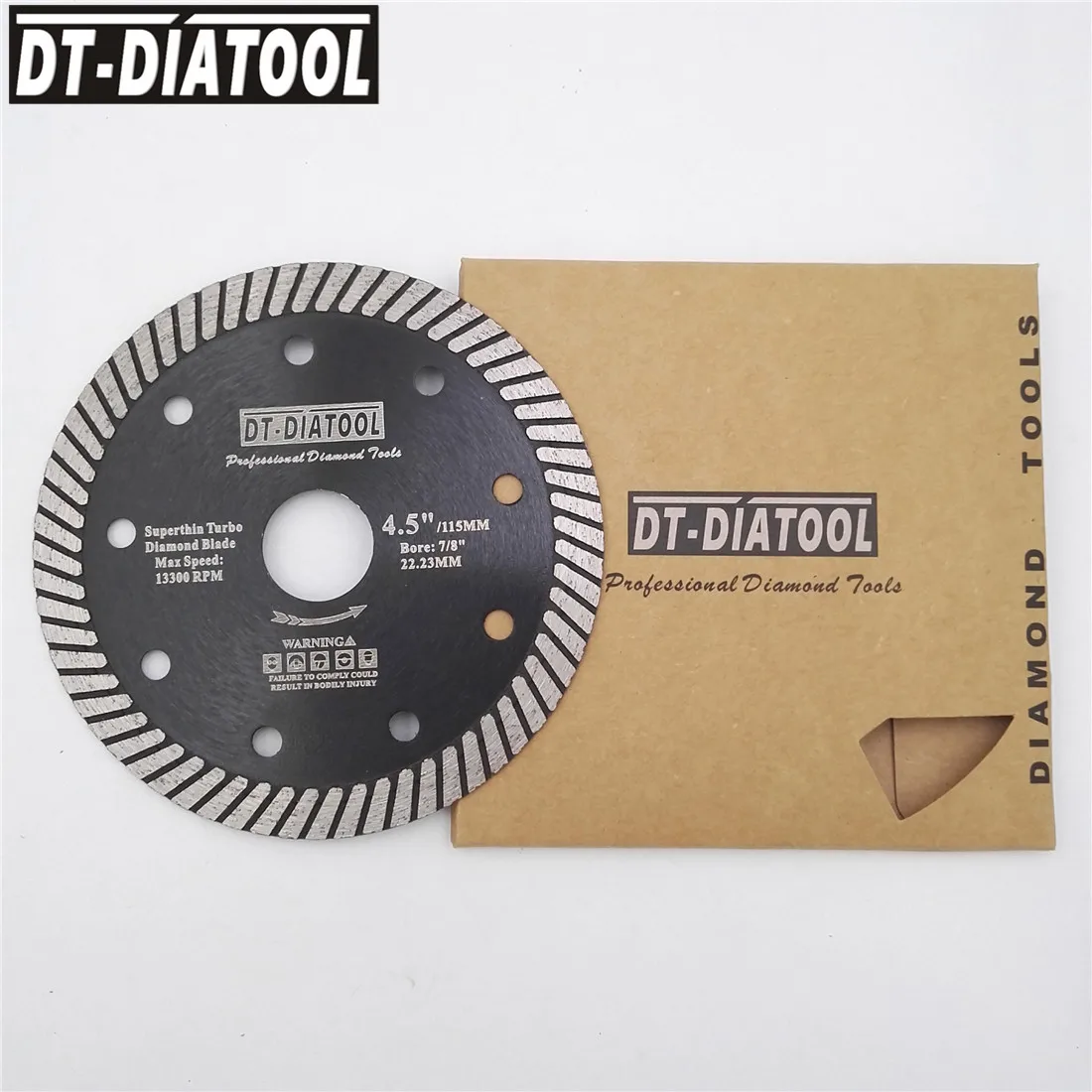 DT-DIATOOL 2pcs/set Diamond Cutting Disc Hot Pressed Super Thin Turbo Blades For Hard Material Ceramic Tile Dia 115mm/4.5"