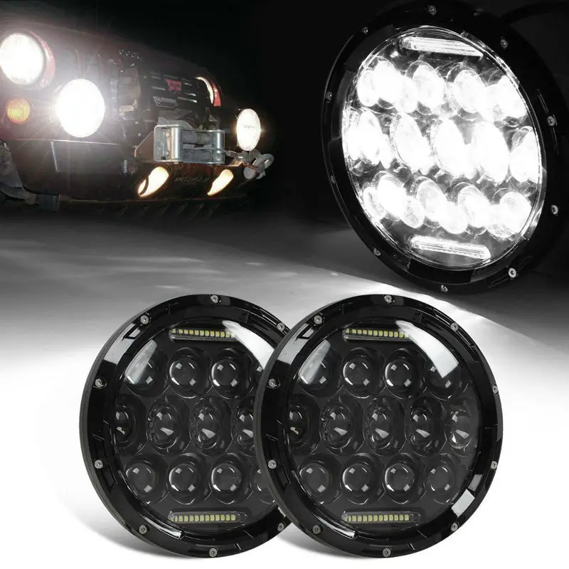  2x For 4X4 Lada Niva 75W 7Inch LED Headlights with DRL for Jeep Wrangler Trucks Offroad Lights for  - 4000130119333