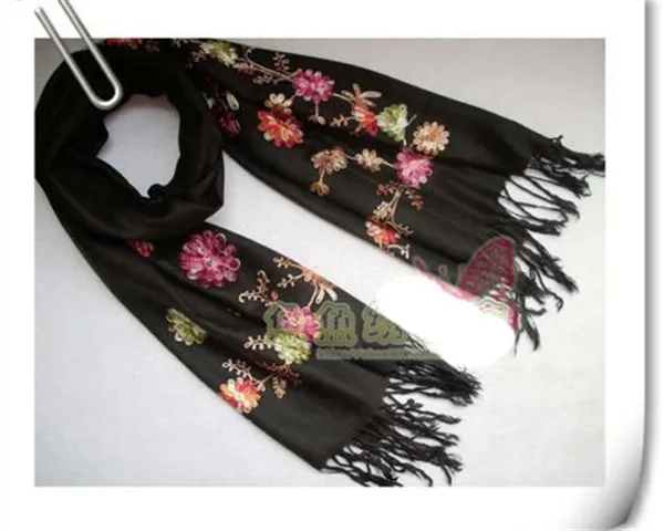 Черный/белый Высокое качество шарф Китайский Леди Кашемир пашмины вышитые шаль/шарф/шарфы обёрточная бумага арбуз