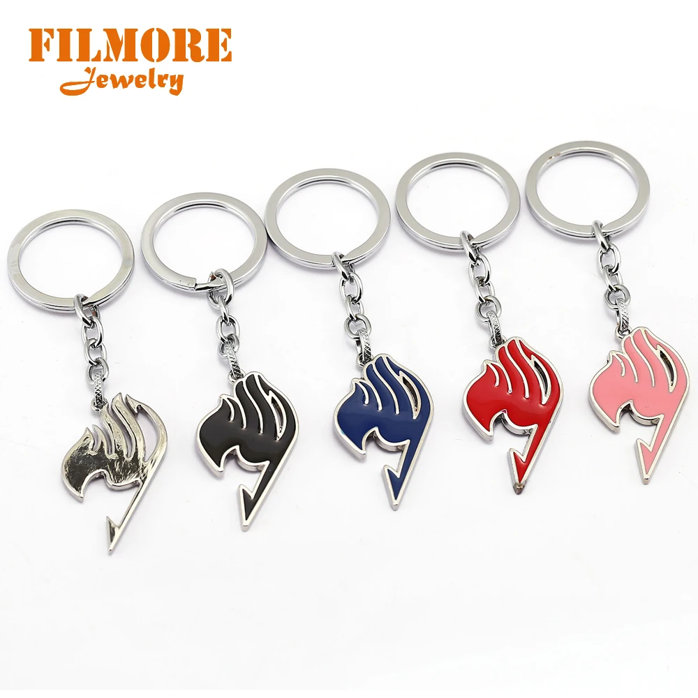 

Fashion Anime Keychain Jewelry Fairy Tail Pendant Key Ring 5 Colors Charms Acrylic Wizard Dancing Llaveros Porte Clef Gift