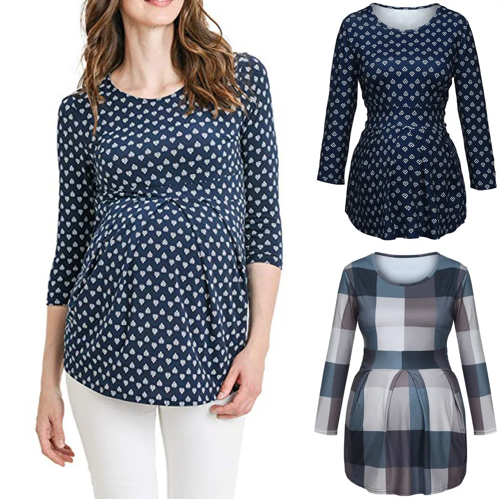 

MUQGEW dress women elegant long sleeve Floral Tops Breastfeeding Nusring Maternity Clothes casual vetement de grossesse femme#y5