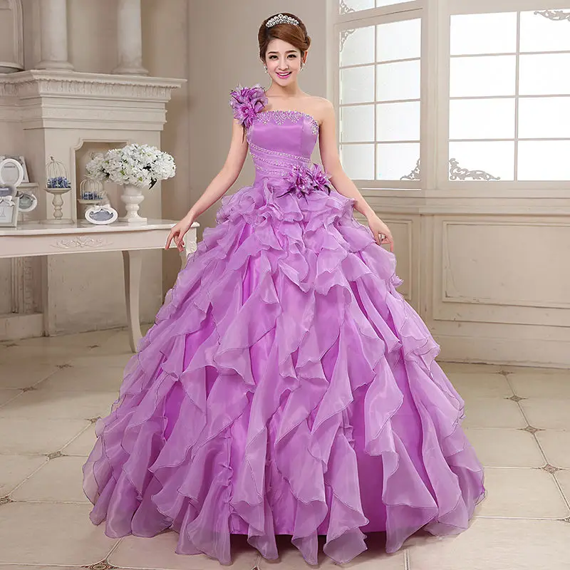 Quinceanera платья 2021 г. Mrs Win милое цветочное роскошное бальное платье на одно плечо с